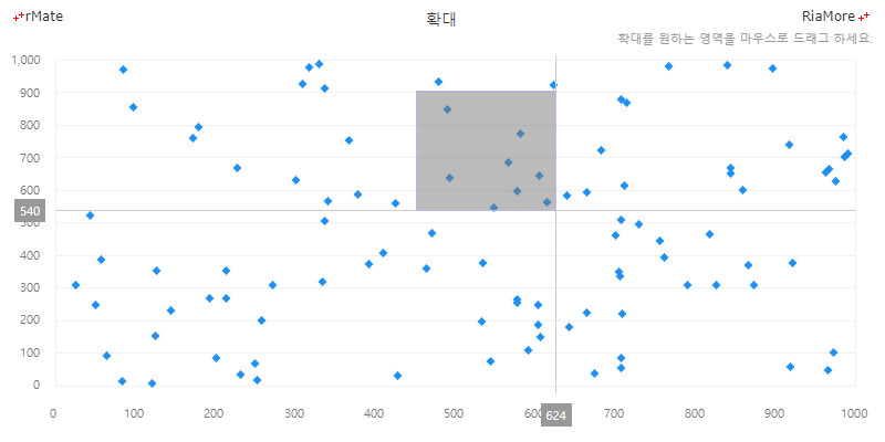 십자선과 수평 수직 확대 기능